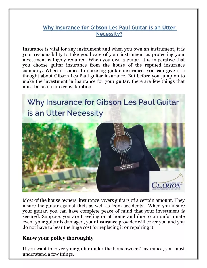 why insurance for gibson les paul guitar
