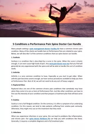 5 conditions a performance pain spine doctor