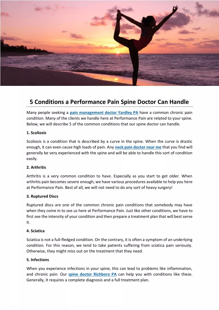 5 conditions a performance pain spine doctor