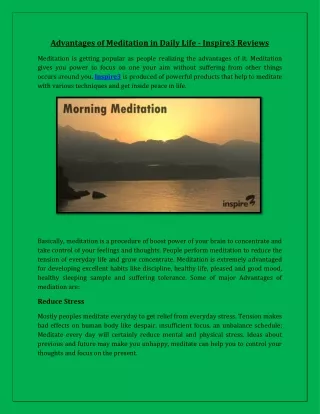 Advantages of Meditation in Daily Life - Inspire3 Reviews
