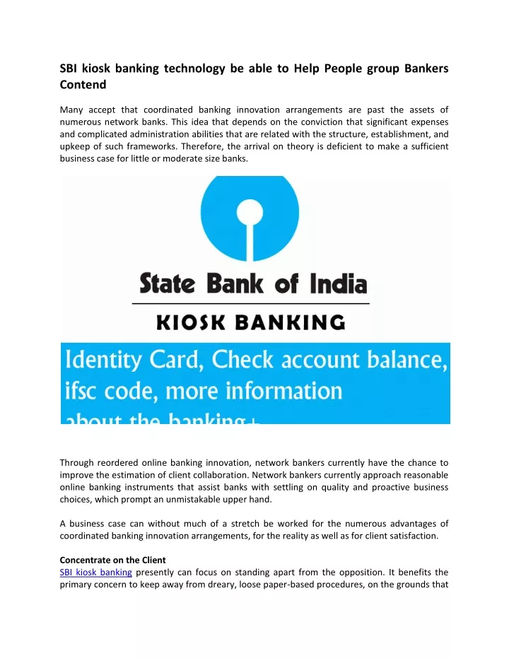 sbi kiosk banking technology be able to help