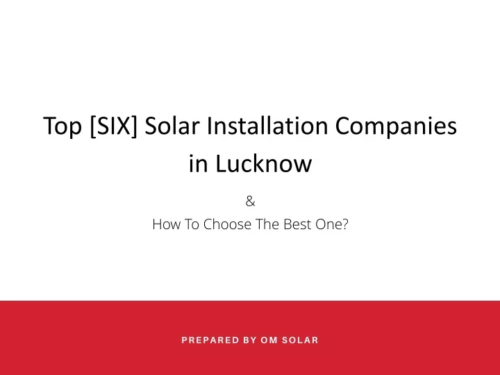 top six solar installation companies in lucknow