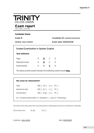 Trinity Exam report