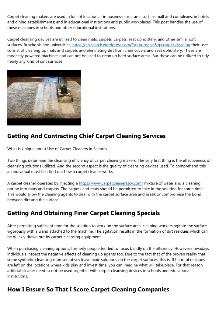 carpet cleaning makers are used in lots