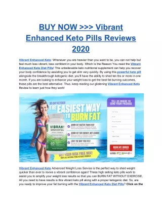 Vibrant Enhanced Keto Reviews 2020