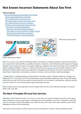 not known incorrect statements about seo firm