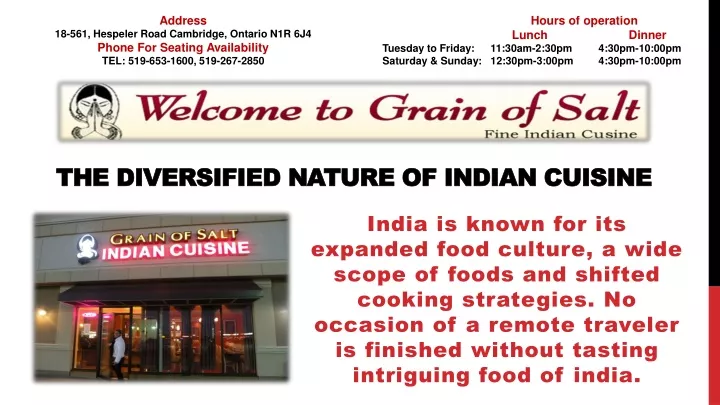 the diversified nature of indian cuisine