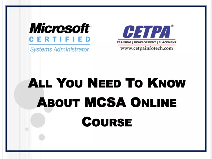 all you need to know about mcsa online course