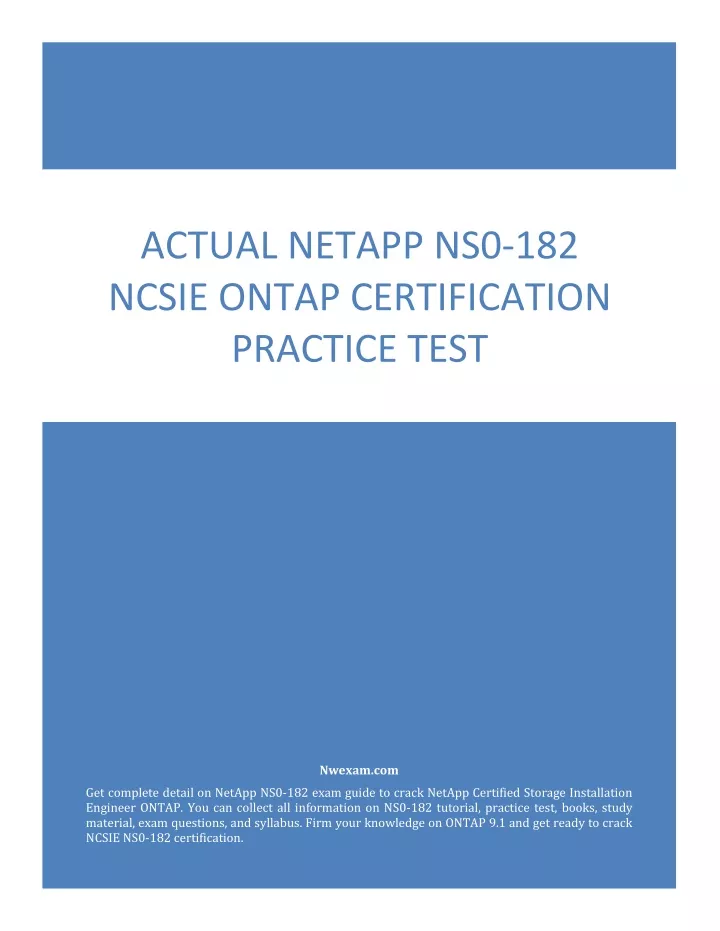 actual netapp ns0 182 ncsie ontap certification