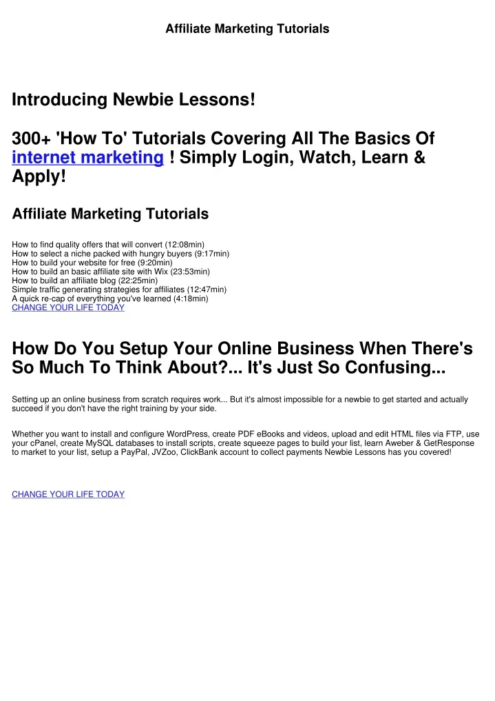 affiliate marketing tutorials