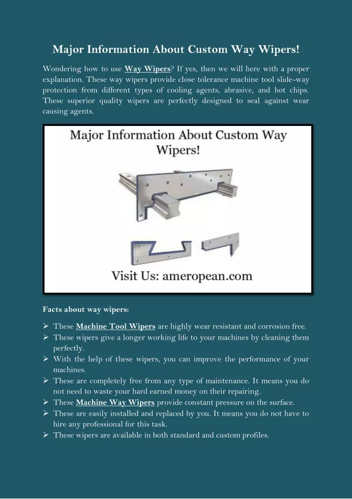 major information about custom way wipers