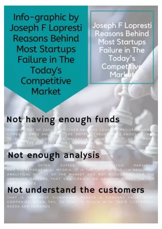 Info-graphic by Joseph F LoPresti Reasons Behind Most Startups Failures in The Today's Competitive Market