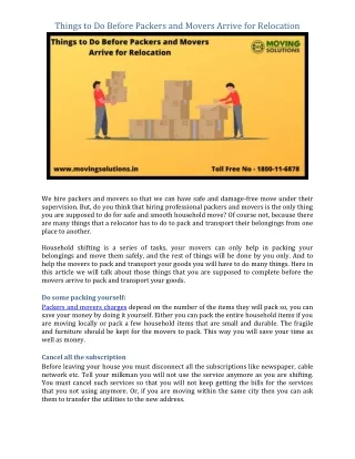 things to do before packers and movers arrive