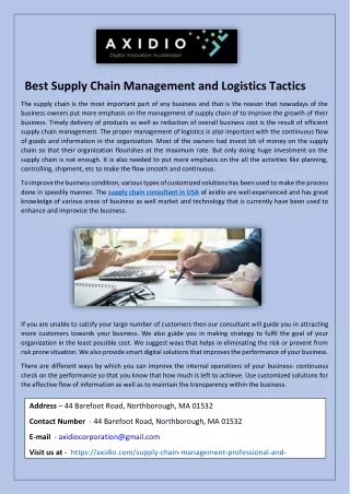 Best Supply Chain Management and Logistics Tactics