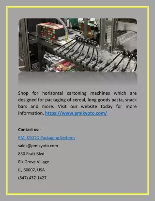 shop for horizontal cartoning machines which