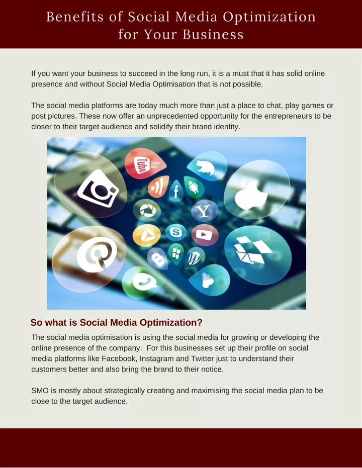 benefits of social media optimization for your