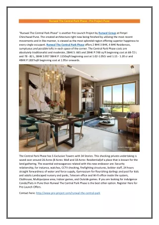 runwal the central park phase pre project pune