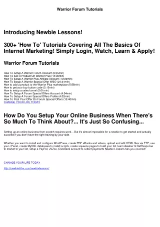 warrior forum tutorials