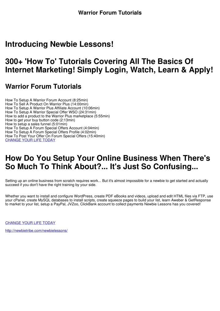 warrior forum tutorials