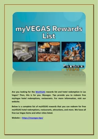 Myvegas Rewards List - MyVegas Tips