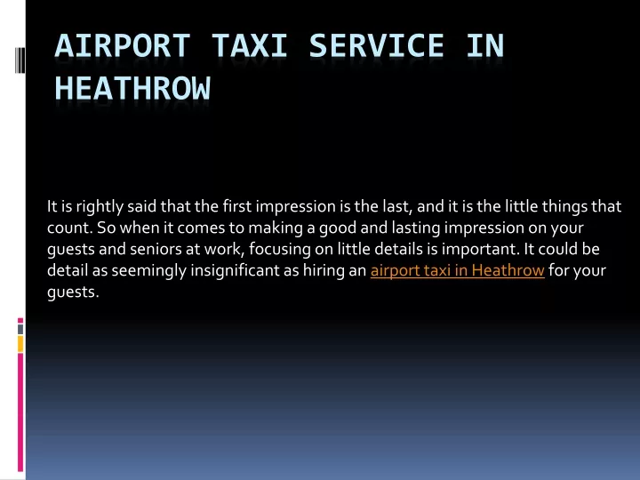 airport taxi service in heathrow