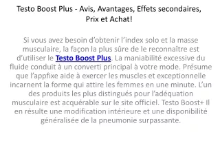 Testo Boost Plus - Prix des pilules d’amélioration masculine, avantages!