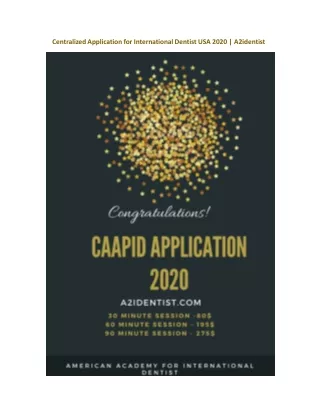 Centralized Application for International Dentist USA 2020 | A2identist