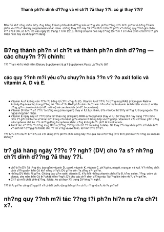 Thành phần dinh dưỡng và vi chất đã đổi khác: có gì thay đổi?