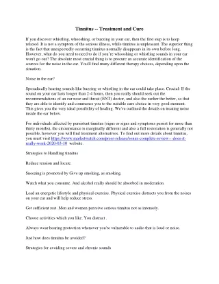 tinnitus treatment and cure