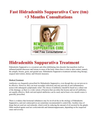 Fast Hidradenitis Suppurativa Cure (tm) 3 Months Consultations