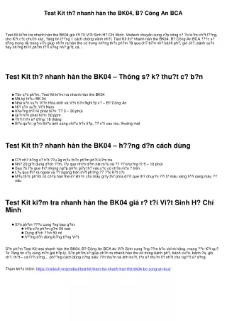 Test Kit test nhanh hàn the BK04, Bộ Công An BCA