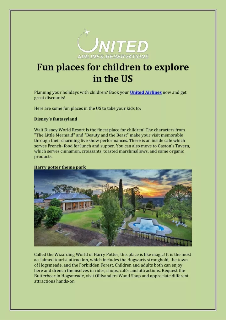 fun places for children to explore in the us