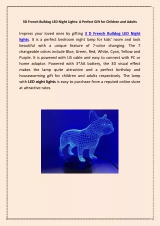 3D French Bulldog LED Night Lights: A Perfect Gift for Children and Adults