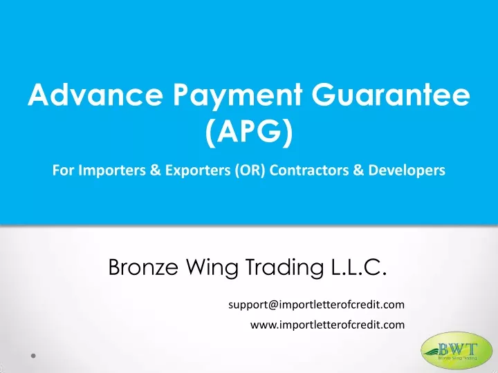 advance payment guarantee apg