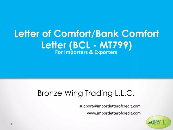 letter of comfort bank comfort letter bcl mt799