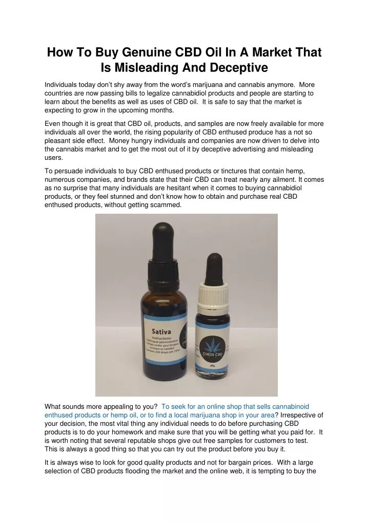 how to buy genuine cbd oil in a market that