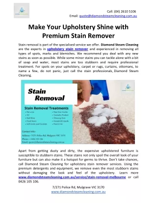 Make Your Upholstery Shine with Premium Stain Remover