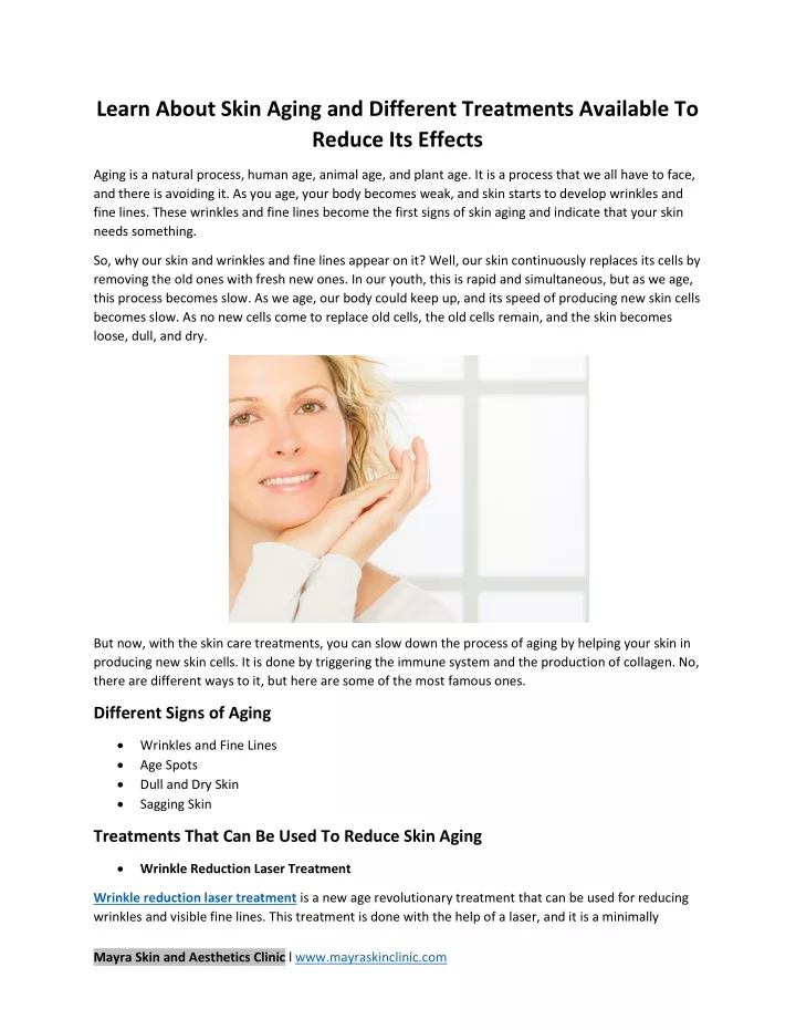 learn about skin aging and different treatments