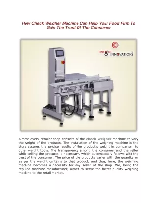 how check weigher machine can help your food firm