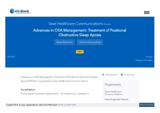 Advances in OSA Management: Treatment of Positional Obstructive Sleep Apnea (POSA), Online CME