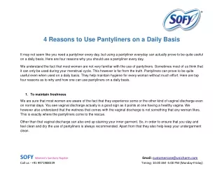 4 reasons to use pantyliners on a daily basis