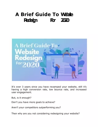 a brief guide to website redesign for 2020