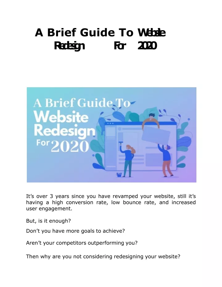 a brief guide to website redesign for 2020