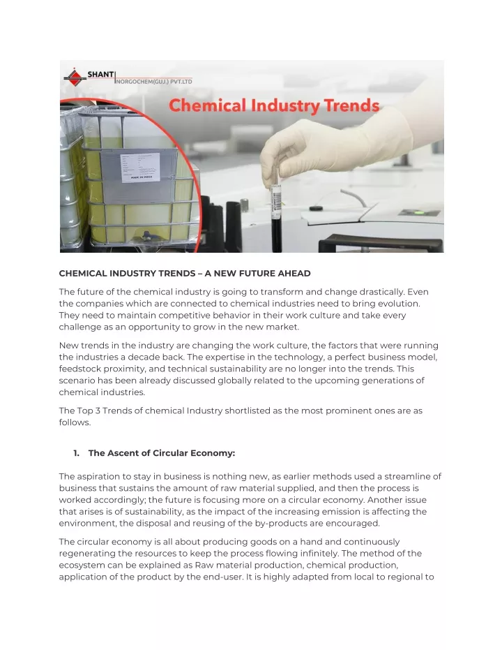 chemical industry trends a new future ahead