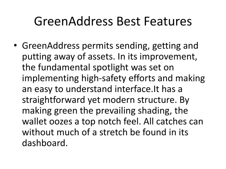 greenaddress best features