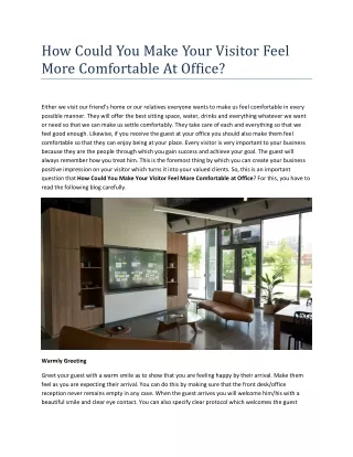 How Could You Make Your Visitor Feel More Comfortable At Office?