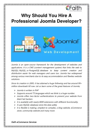 why should you hire a professional joomla