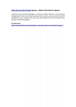 sales director recruitment agency alliance