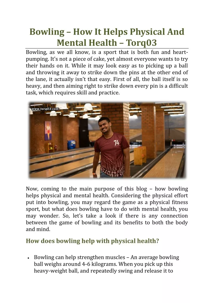 bowling how it helps physical and mental health
