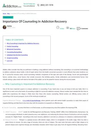 Importance of Counseling in Addiction Recovery